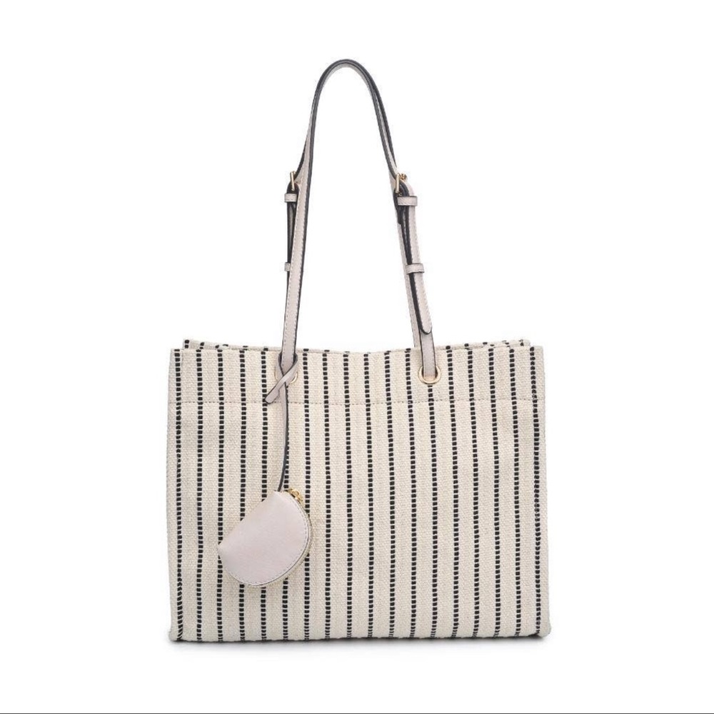 NWT Black & White Striped Tote Bag